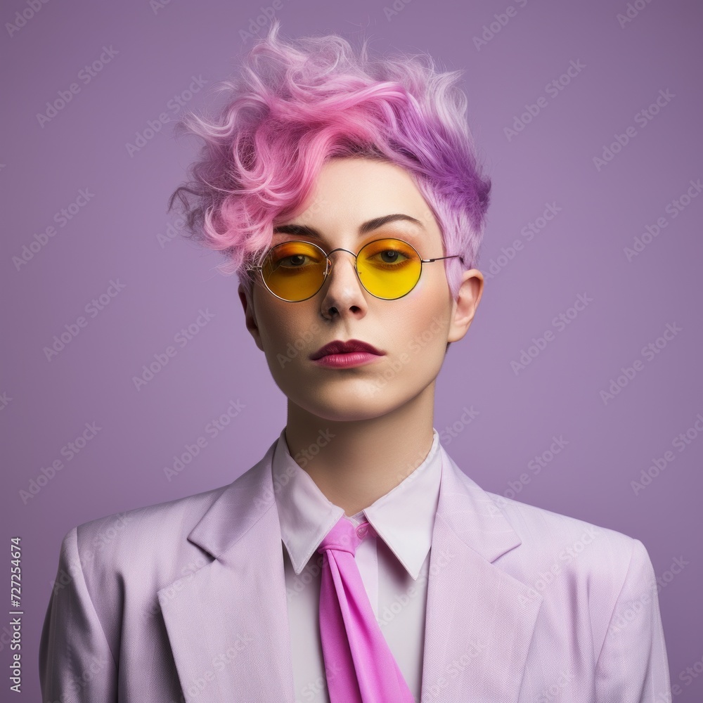 Poster Stock image of a non-binary person expressing their identity and individuality, representing gender diversity Generative AI
