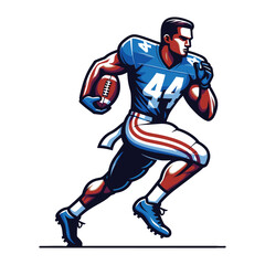 Fototapeta na wymiar American football player men athlete vector illustration, colorful style American football rugby game male player design template isolated on white background