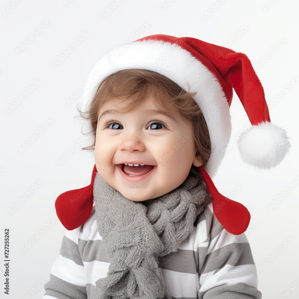 Poster Stock image of a toddler in a festive outfit on a plain white background Generative AI