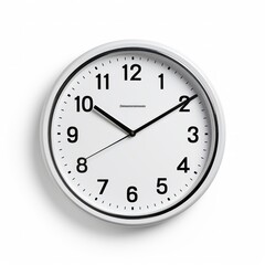 Stock image of an office wall clock on a white background, functional, timekeeping accessory Generative AI