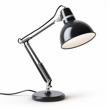 Stock image of an office table lamp on a white background, adjustable, task lighting Generative AI