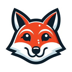 Obraz premium Cute adorable fox head face cartoon character vector illustration, funny wolf foxy flat design template isolated on white background