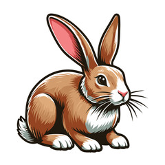 Realistic wild animal hare rabbit design vector, zoology illustration, wild forest bunny flat design template isolated on white background