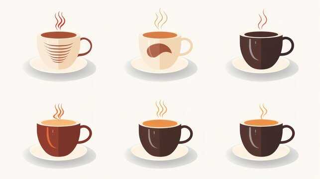flat icons of coffee cups Generative AI