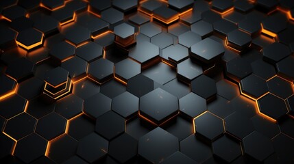A photo of hexagonal abstract metal background glowing Generative AI