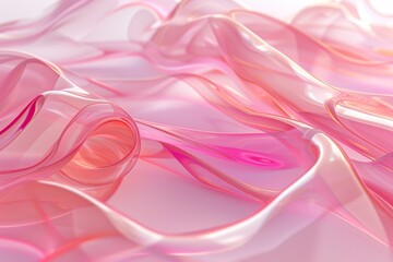 Fototapeta premium an abstract pink ribbon with different shapes, in the style of wavy resin sheets, soft renderings,