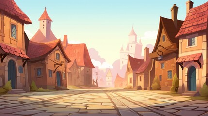 A rustic, old-town European village with cobblestone streets. Generative AI
