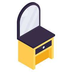 An isometric design icon of vanity mirror 