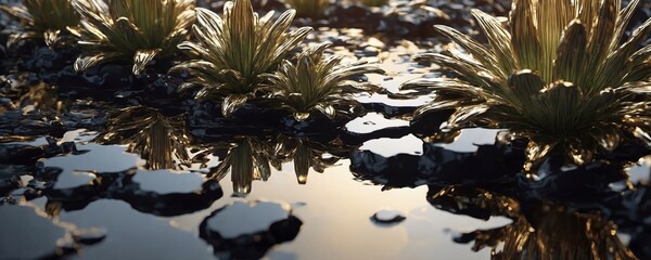 Fototapeta premium there are some plants that are growing in the water