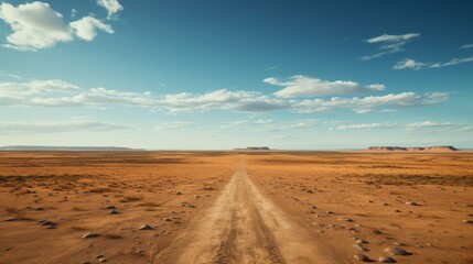 Fototapeta na wymiar Vast Desert Roadway Generative AI