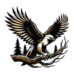 Obraz premium Wild animal bird of prey, raptor bird vector design illustration, hawk eagle falcon logo flat design template isolated on white background