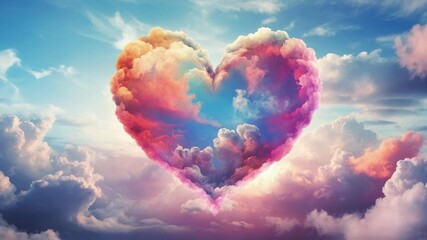 beautiful colorful heart in the clouds, Background for valentine day