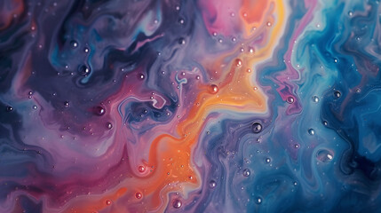 Abstract Painting With Blue, Orange, and Pink Colors