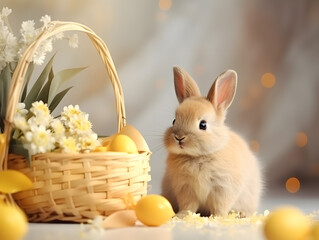 Easter background with cute bunny