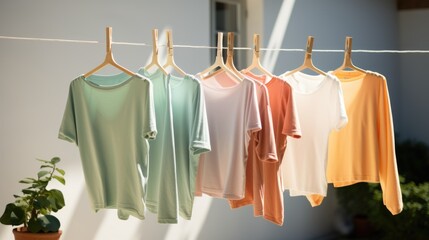 A picture of clothes drying line outdoor hanger Generative AI