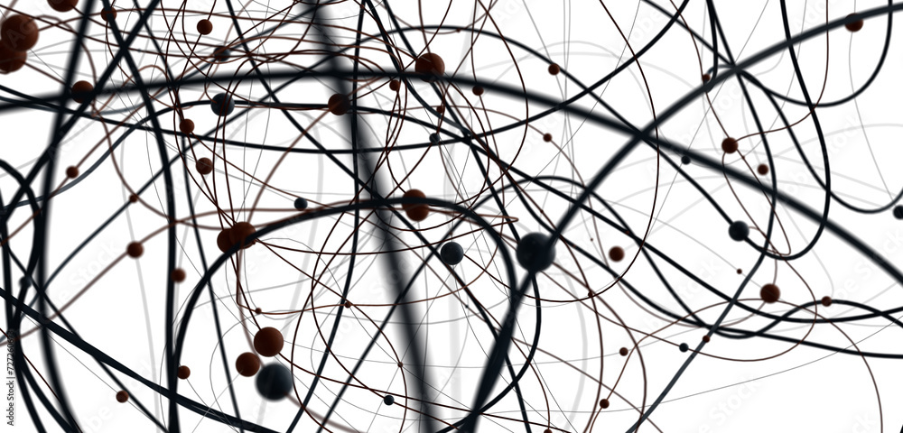 Poster Falling cyber particles. Big data stream. 3d