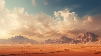 Naklejka premium the heavy desert winds The mountains look realistic,dark green and interspersed with realistic scattered areas the desert.I can feel the wonder and shame this beautiful scenery every time I look at it