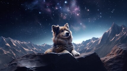 dog was floating in space in complete silence. Its body was clearly visible against the circular...