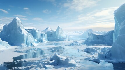 Fototapeta na wymiar Aerial view of Antarctic icebergs Generative AI
