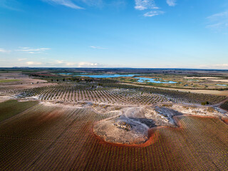 Aerial view of the Peñahueca Lagoon, a hypersaline wetland in the province of Toledo. - 727261023