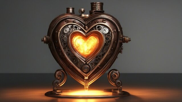 heart shaped candle holder   a steampunk,   Heart on fire made from a fireplace 