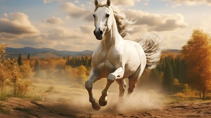 Obraz na płótnie Canvas Running Horse in Aquarelle Style - AI Generated