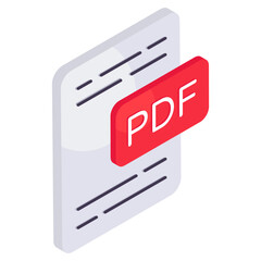 An isometric design icon of pdf file - obrazy, fototapety, plakaty