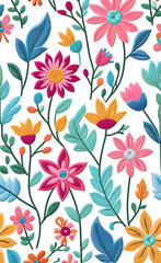 Fototapeta na wymiar Vector illustration, Floral blooming romantic feminine seamless pattern with imitation patterns, seamless pattern for print, background for smartphone and shorts,