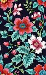 Vector illustration, Floral blooming romantic feminine seamless pattern with imitation patterns, seamless pattern for print, background for smartphone and shorts,