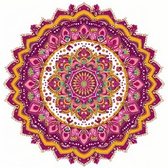 mandala ornament round in ethnic style on white background