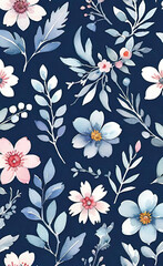 Vector illustration, Floral blooming romantic feminine seamless pattern with imitation patterns, seamless pattern for print, background for smartphone and shorts,