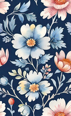 Vector illustration, Floral blooming romantic feminine seamless pattern with imitation patterns, seamless pattern for print, background for smartphone and shorts,