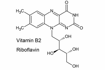 Structure of vitamin B2 (Riboflavin)