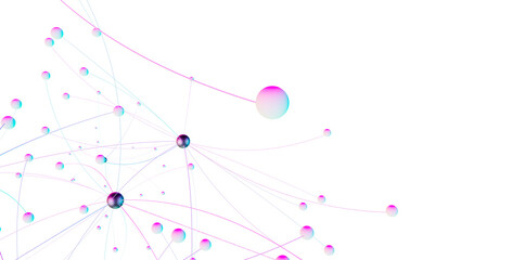 Abstract polygonal space with connecting dots and lines. Dark background. Connection structure. 3d Widescreen