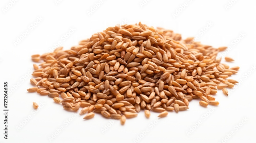 Aufkleber a small pile of farro grains showcased in a close-up realistic photo against a white background gene