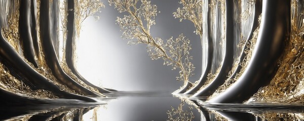 there is a very large vase with a tree in it