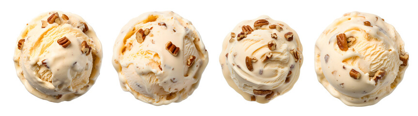 butter pecan ice cream scoop , isolated on a Transparent Background