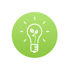 Green light bulb icon on white background.