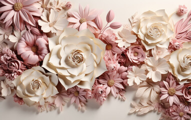 Elegant Floral Frame of Soft Roses in Pastel Tones for Invitations and Romantic Backgrounds