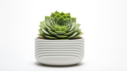 A single succulent plant with unique geometric patterns isolated on white showcasing nature's beauty