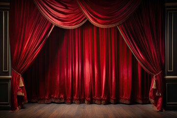 red theatre curtain with black background