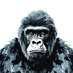 Gorilla portrait illustration. Nature's majestic animal.