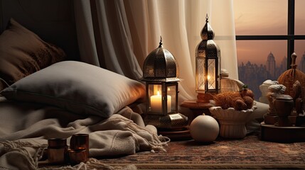 Bedroom With Window, Lamp, and Pillows for a Cozy Restful Space, Eid