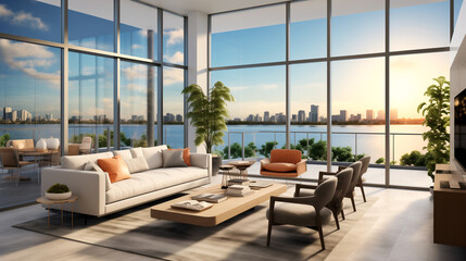 Fototapeta premium modern living room luxury resort interior