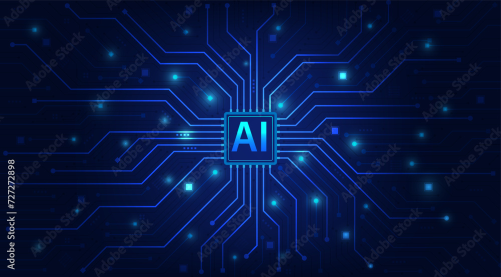 Leinwandbilder artificial intelligence chipset on circuit board, abstract background futuristic hitech style, techn