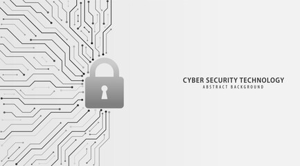 Cyber security technology on circuit board. Abstract background black and white style, Technology data protection system, Internet security and safety information personal, Vector and Illustration.