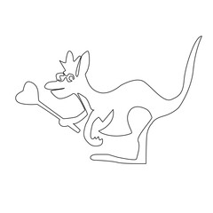 Continuous line of drawing of animal cartoon