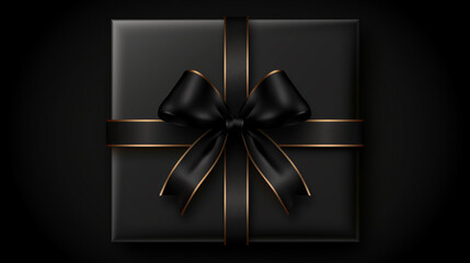 Black gift box with ribbon