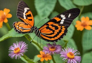 Ismenius Tiger butterfly (Heliconius ismenius) pollinating a flower