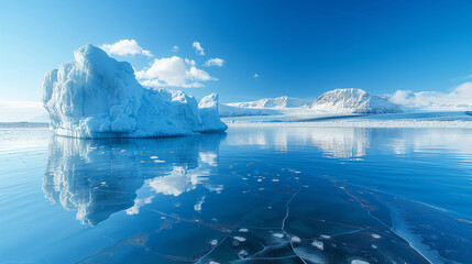 Majestic scenic glacier in deep winter against a blue sky - Generative AI